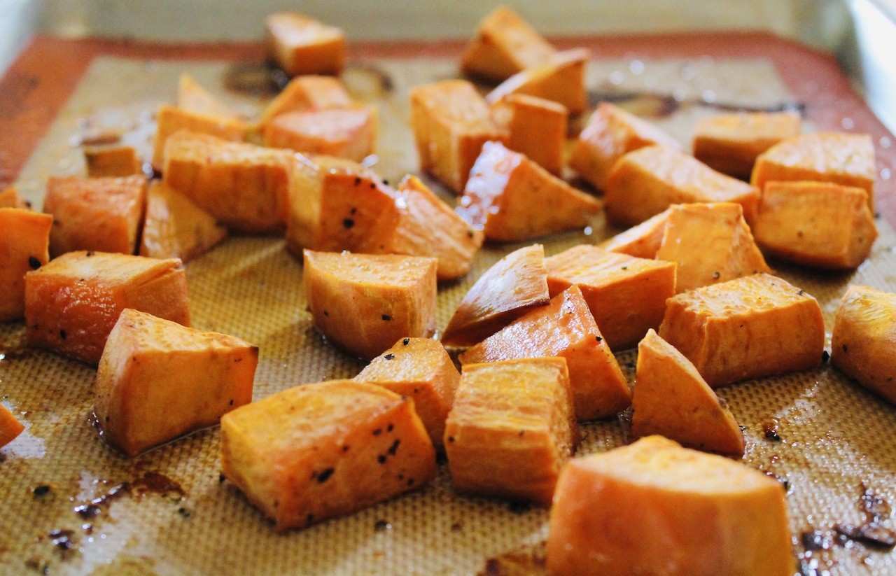 Pomegranate Roasted Sweet Potatoes and Beets Christmas Side Dish