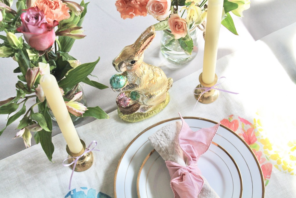 Easy Easter Table Decor and a Floral Crown Easter Bunny Garland